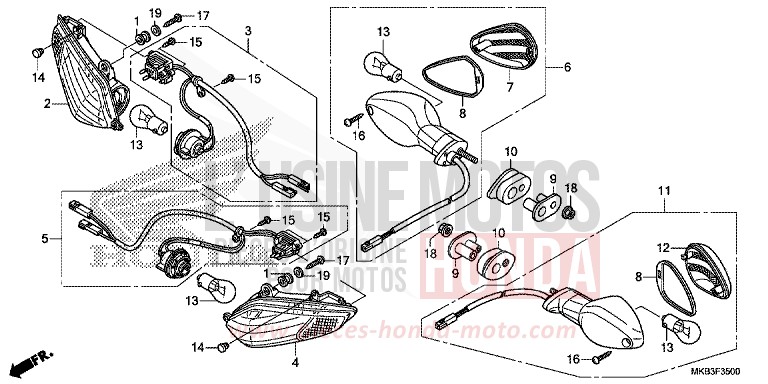 CLIGNOTANT de CBR1000RR "Fireblade" ROSS WHITE (NH196) de 2015